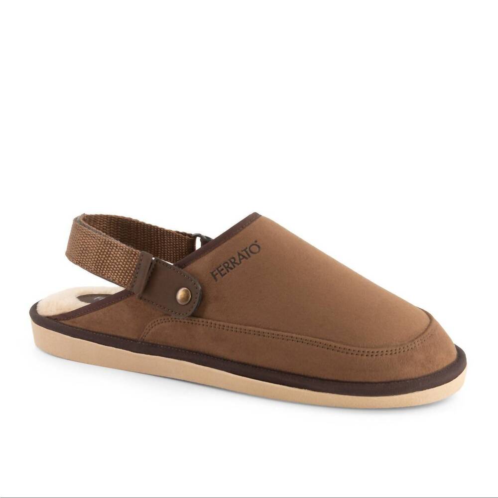 NEW FERRATO men's slip on closure slippers in brown
